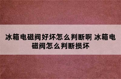 冰箱电磁阀好坏怎么判断啊 冰箱电磁阀怎么判断损坏